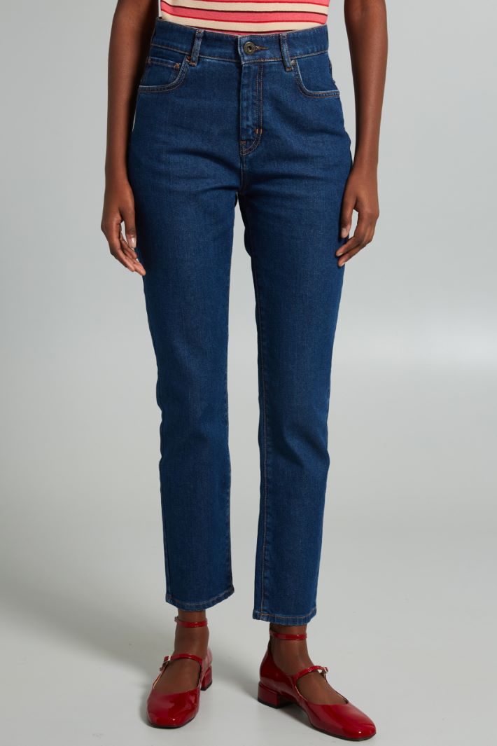 Jeans slim a vita alta - BLU DENIM - Fashion Market - 2