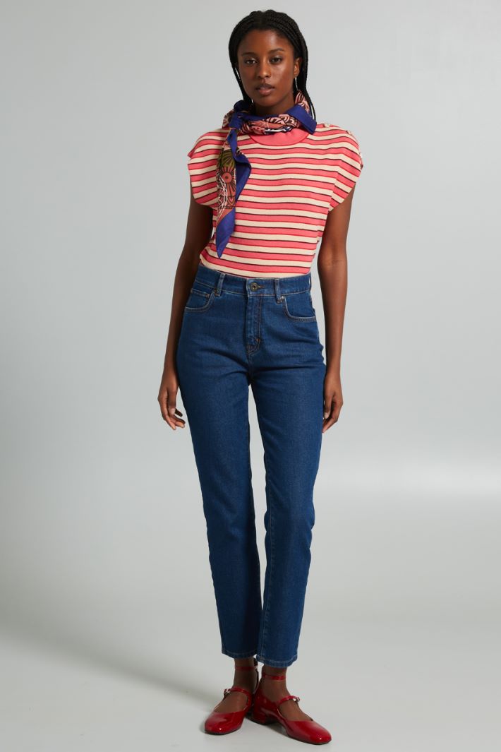 Jeans slim a vita alta - BLU DENIM - Fashion Market