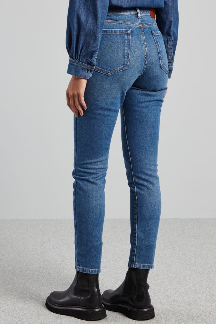Jeans slim a vita alta - AZZURRO DENIM - Fashion Market - 4