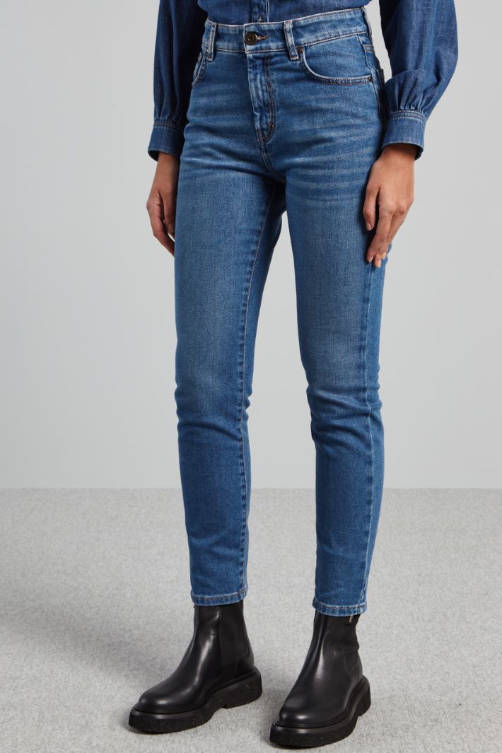 Jeans slim a vita alta - AZZURRO DENIM - Fashion Market - 2