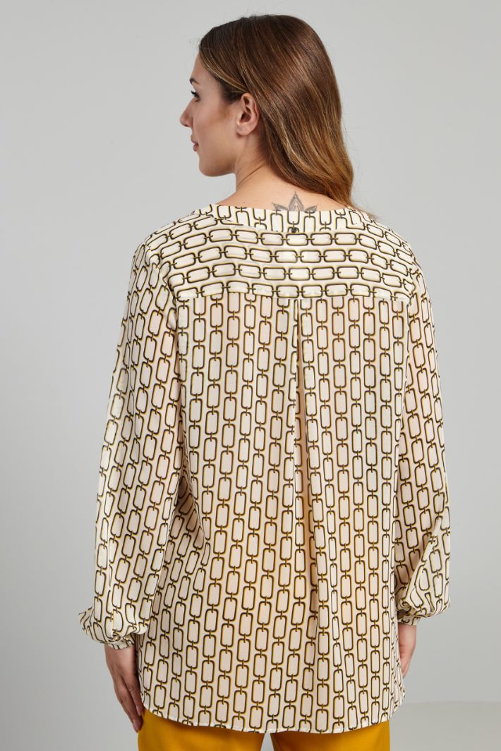 Blusa in georgette stampata - BIANCO GIALLO BLU - Fashion Market - 4