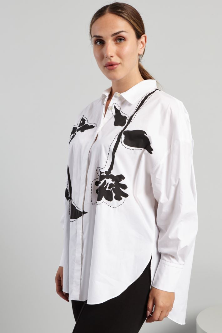 Camicia in popeline stampato - BIANCO NERO - Fashion Market - 2