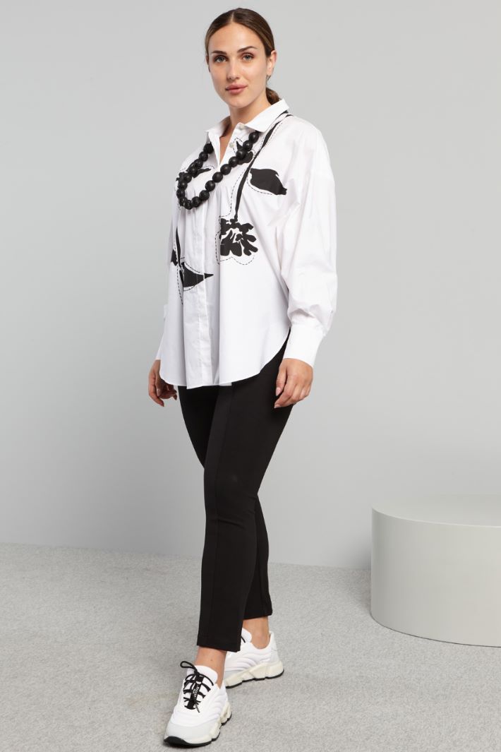 Camicia in popeline stampato - BIANCO NERO - Fashion Market