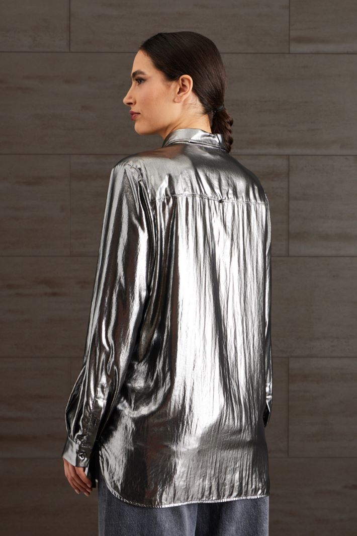 Camicia in voile laminato - ARGENTO - Fashion Market - 4