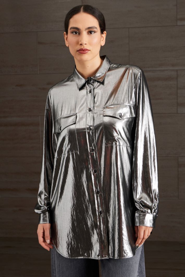 Camicia in voile laminato - ARGENTO - Fashion Market - 2