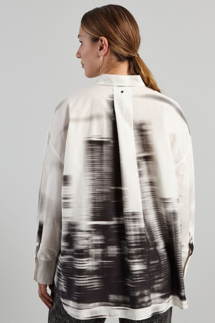 Camicia in popeline stampato - BIANCO NERO - Fashion Market - 4