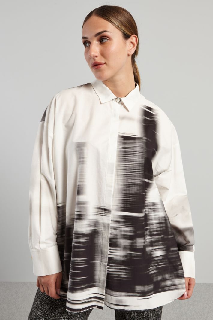 Camicia in popeline stampato - BIANCO NERO - Fashion Market - 2