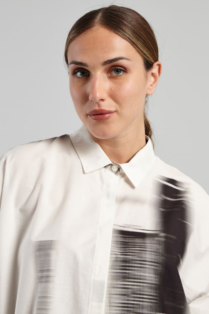 Camicia in popeline stampato - BIANCO NERO - Fashion Market - 3