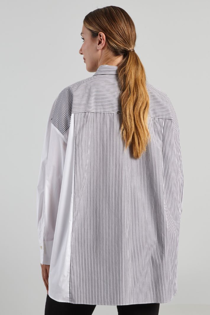 Camicia in cotone con ricamo - BIANCO NERO - Fashion Market - 4