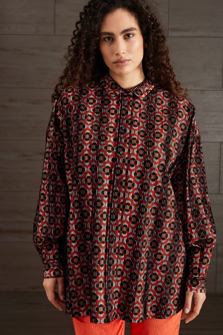 Camicia in popeline stampato - CORALLO NERO - Fashion Market - 2