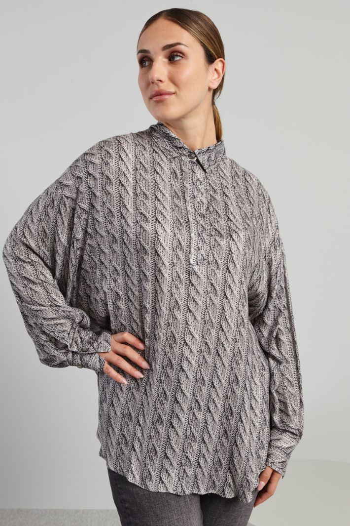 Casacca in viscosa stampata - GRIGIO - Fashion Market - 2