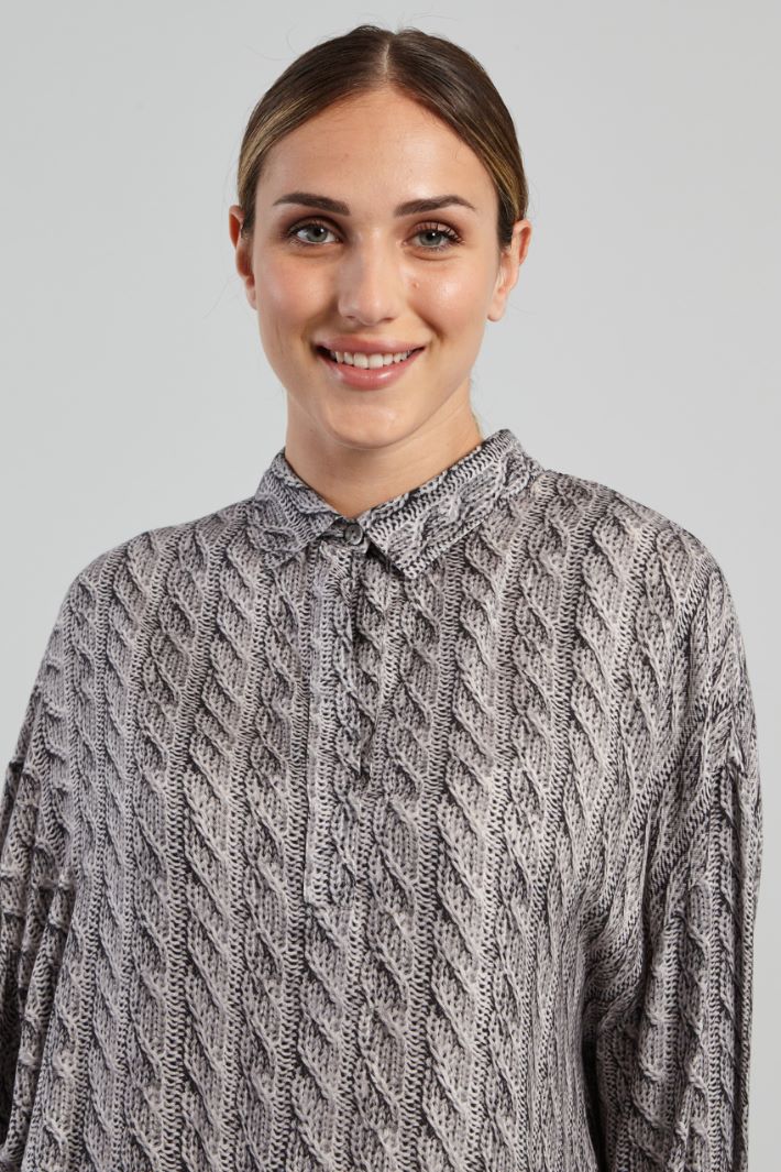 Casacca in viscosa stampata - GRIGIO - Fashion Market - 3