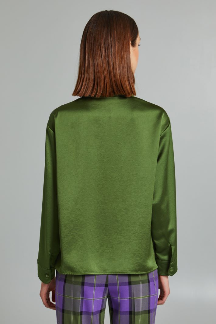 Camicia corta con taschino - VERDE OLIVA - Fashion Market - 4