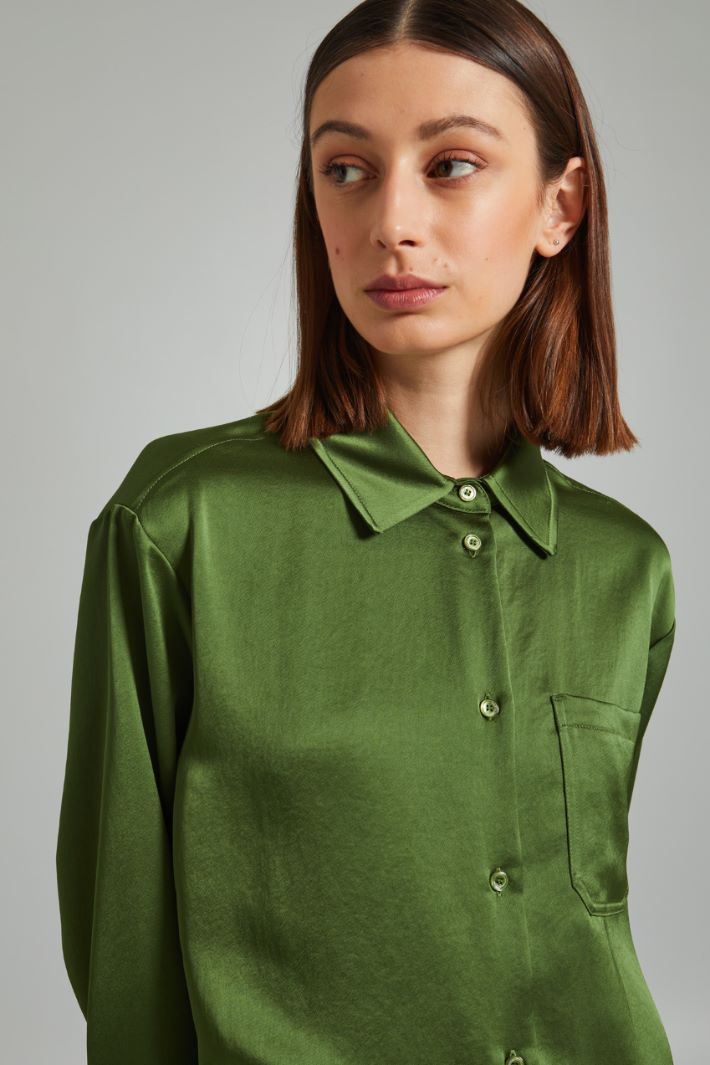 Camicia corta con taschino - VERDE OLIVA - Fashion Market - 3