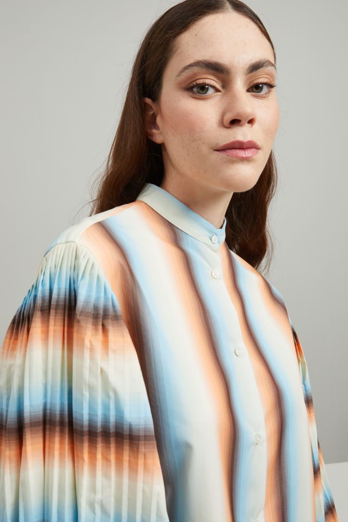 Casacca in popeline tinto filo - AZZURRO SALMONE MARRONE - Fashion Market - 3
