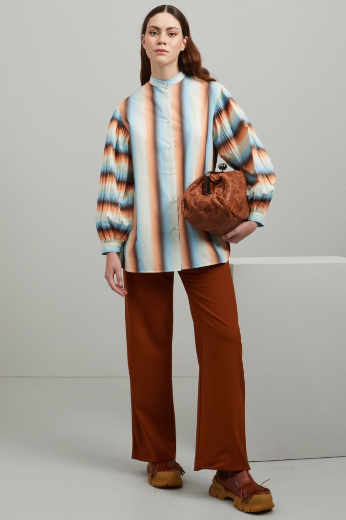 Casacca in popeline tinto filo - AZZURRO SALMONE MARRONE - Fashion Market