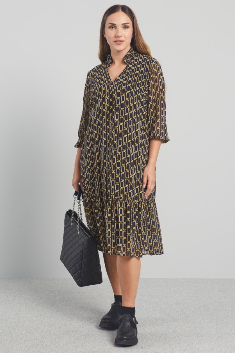 Abito in georgette con balza - Fashion Market