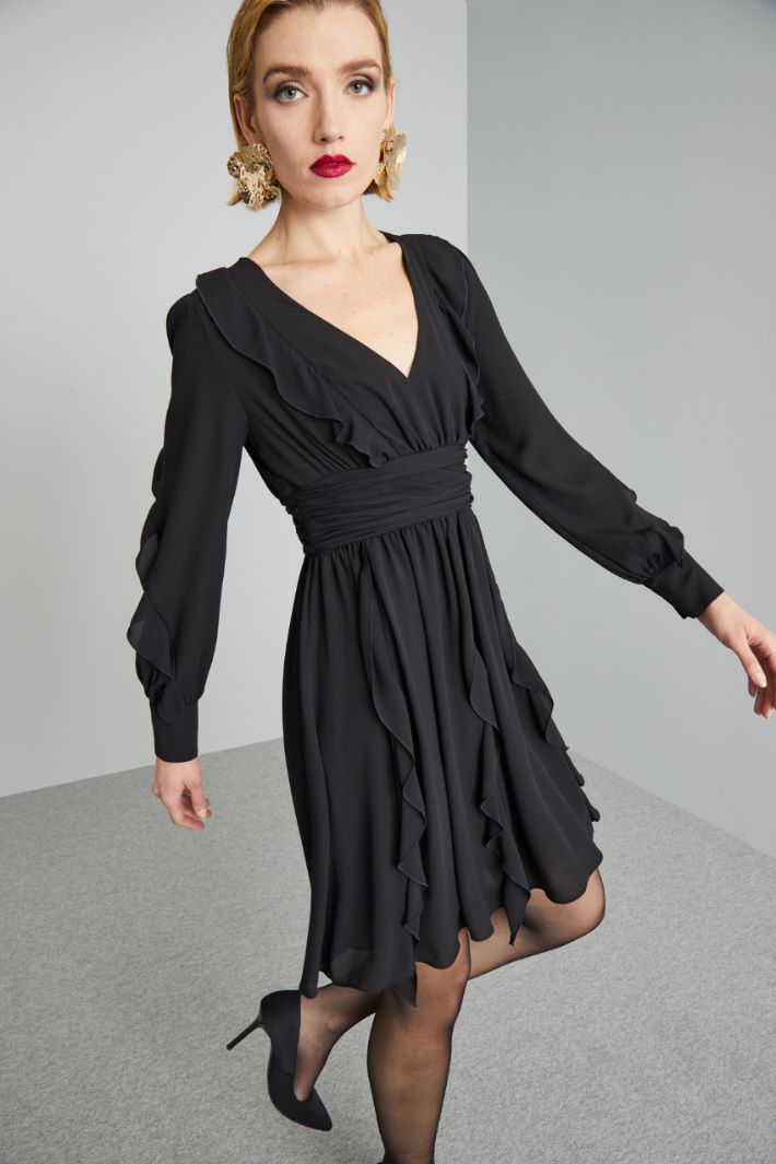 Abito con volant - NERO - Fashion Market - 2
