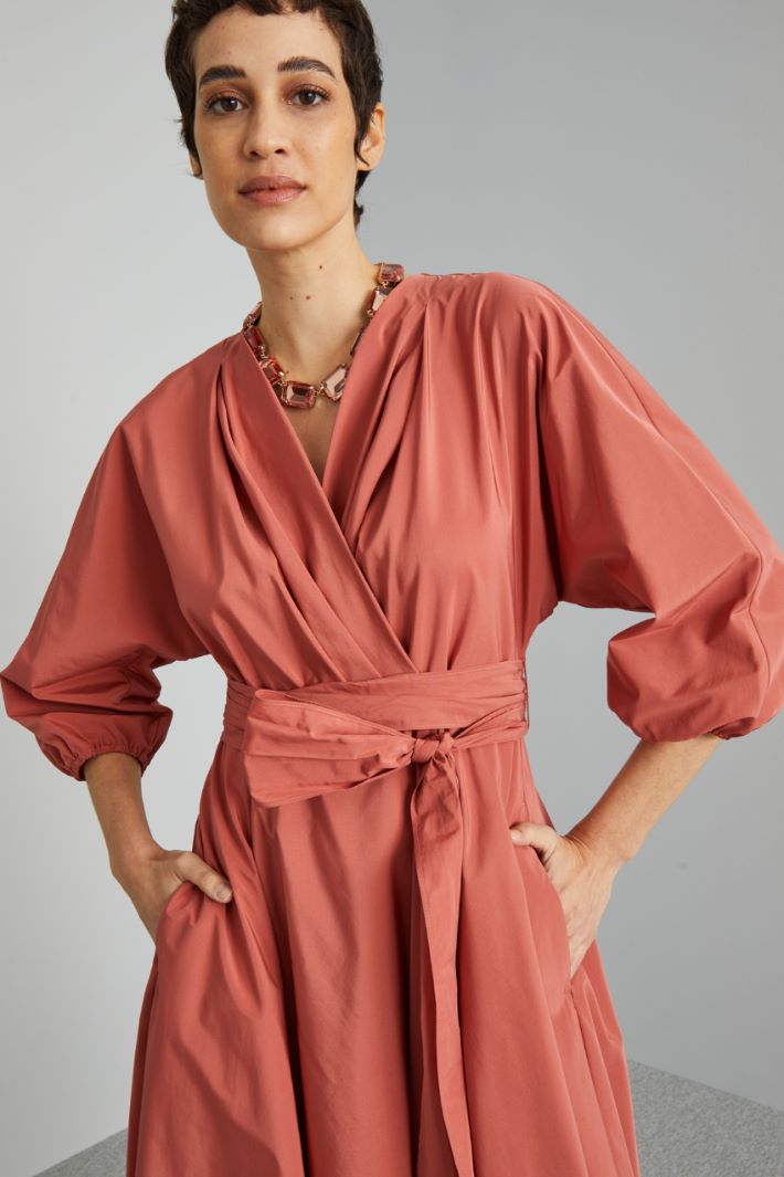 Abito a portafoglio in taffetà - TERRACOTTA - Fashion Market - 3