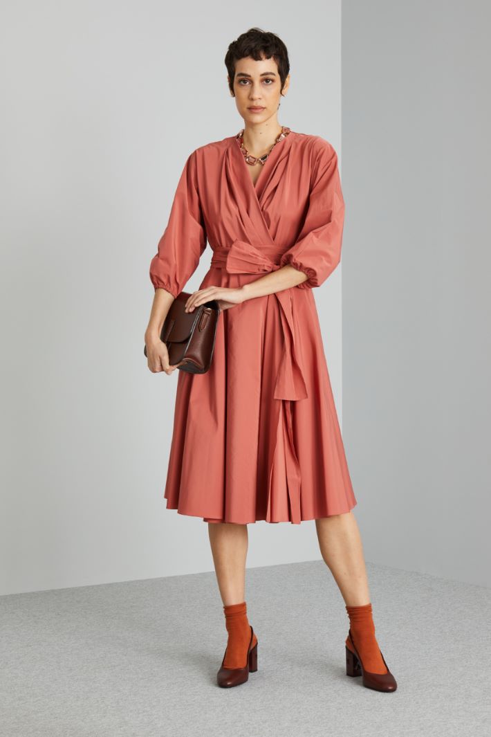 Abito a portafoglio in taffetà - TERRACOTTA - Fashion Market