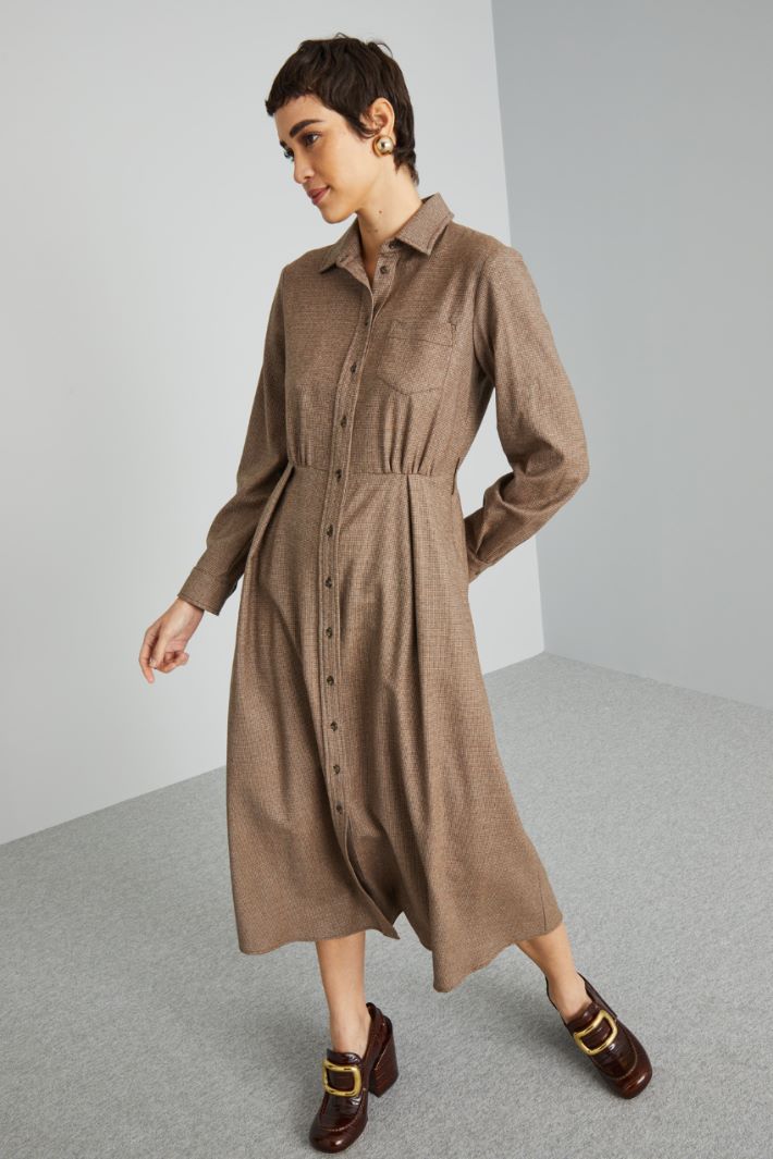 Abito in flanella di lana - MARRONE BEIGE - Fashion Market - 2