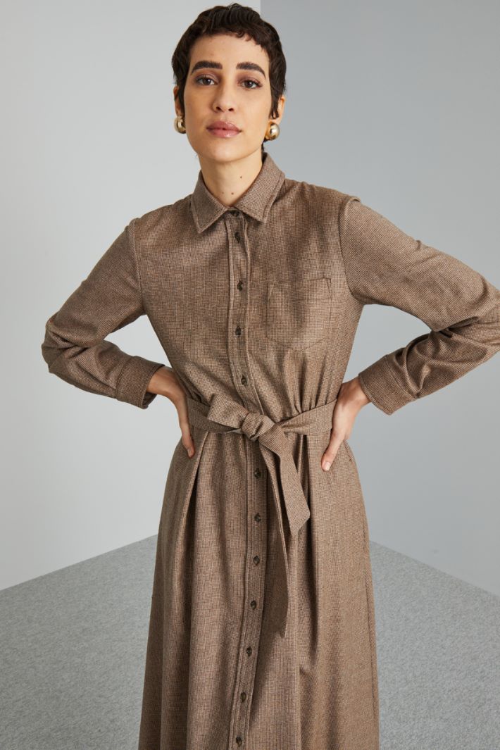 Abito in flanella di lana - MARRONE BEIGE - Fashion Market - 3
