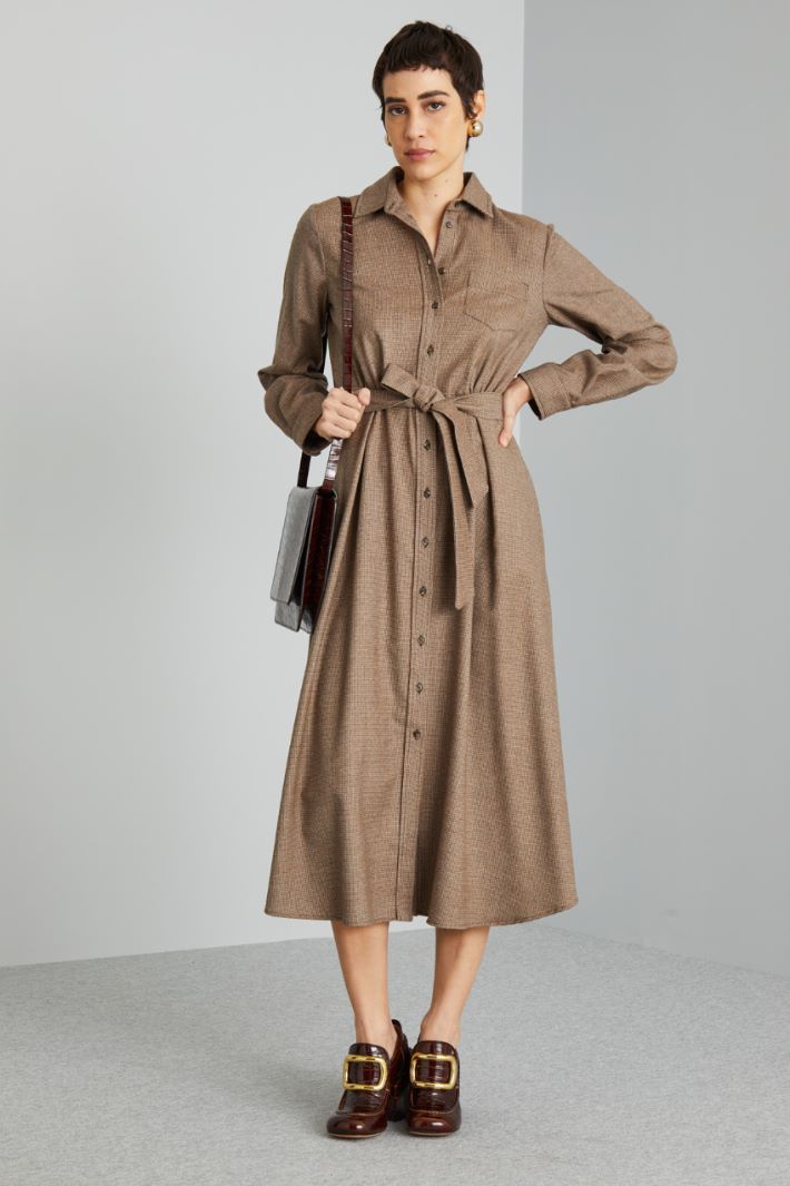 Abito in flanella di lana - MARRONE BEIGE - Fashion Market