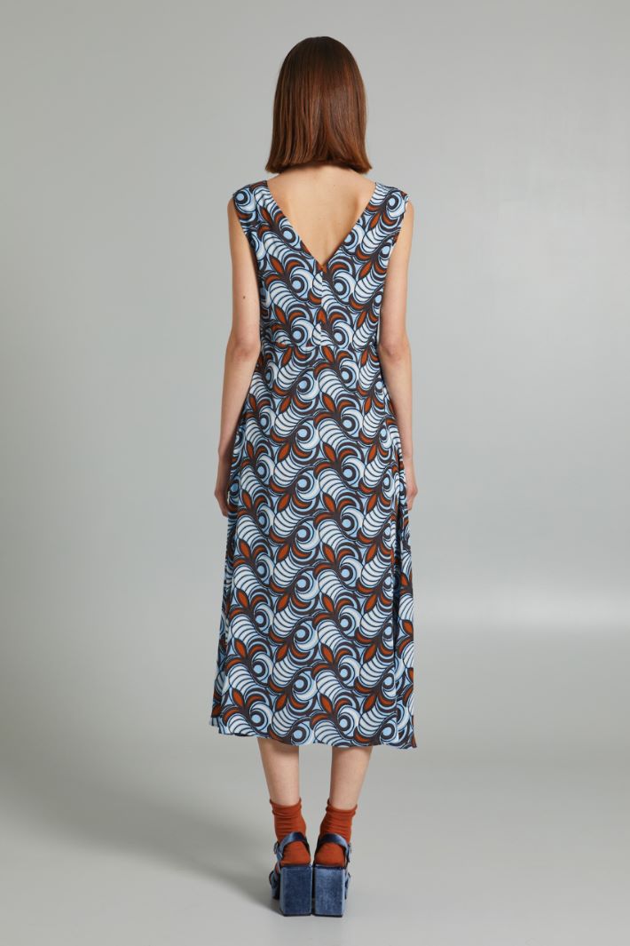 Abito smanicato in georgette - AZZURRO MARRONE BIANCO - Fashion Market - 4