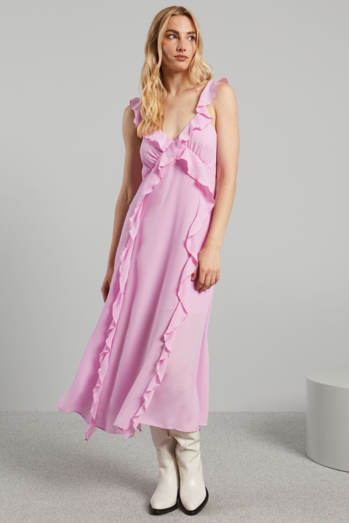 Abito in georgette con volant - ROSA CONFETTO - Fashion Market - 2