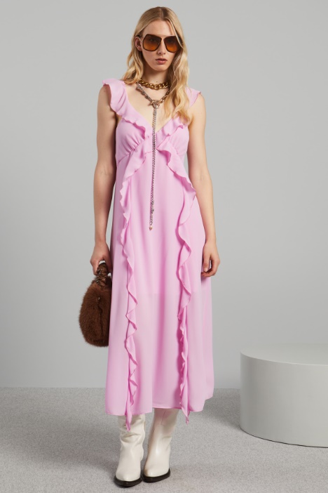 Abito in georgette con volant - Fashion Market