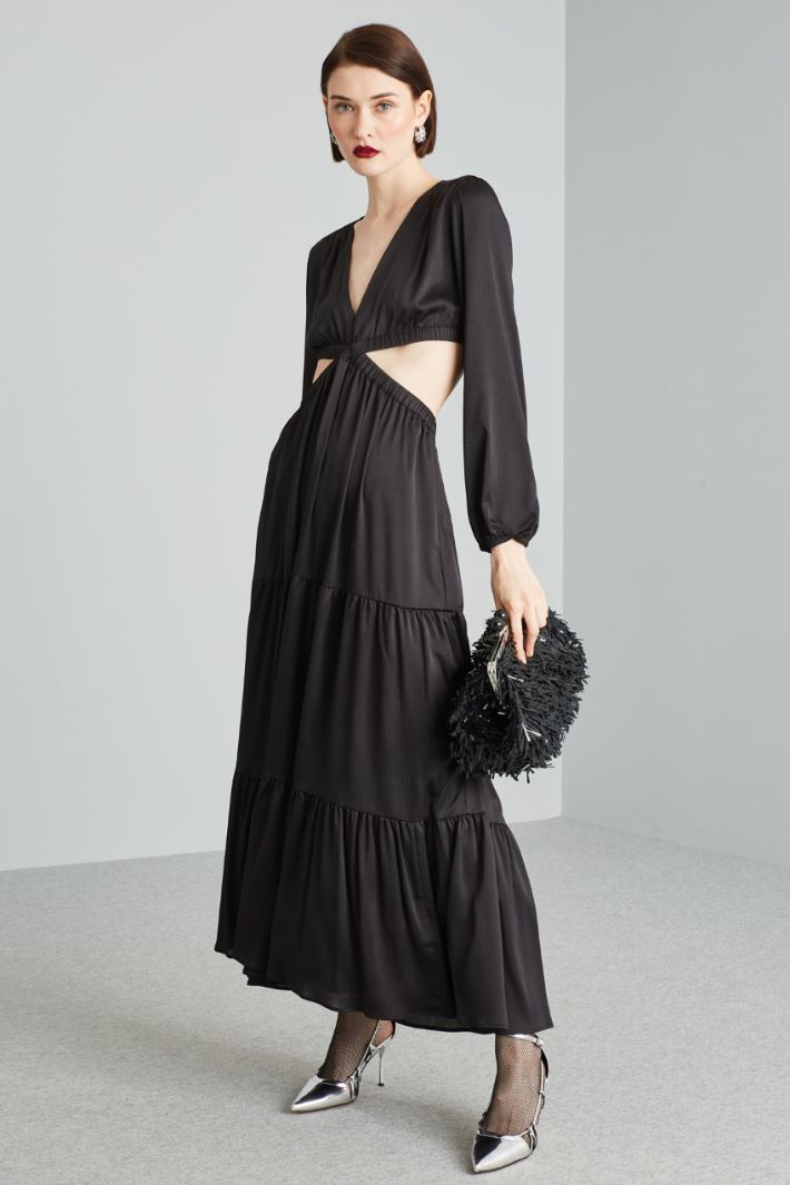 Abito cut out in creponne - NERO - Fashion Market