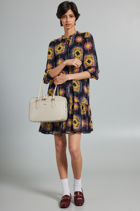 Abito in plumetis con balza - Fashion Market