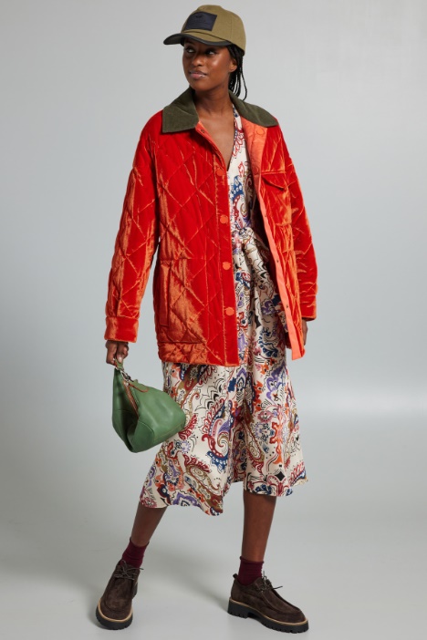 Abito in twill con scollo a V - Fashion Market
