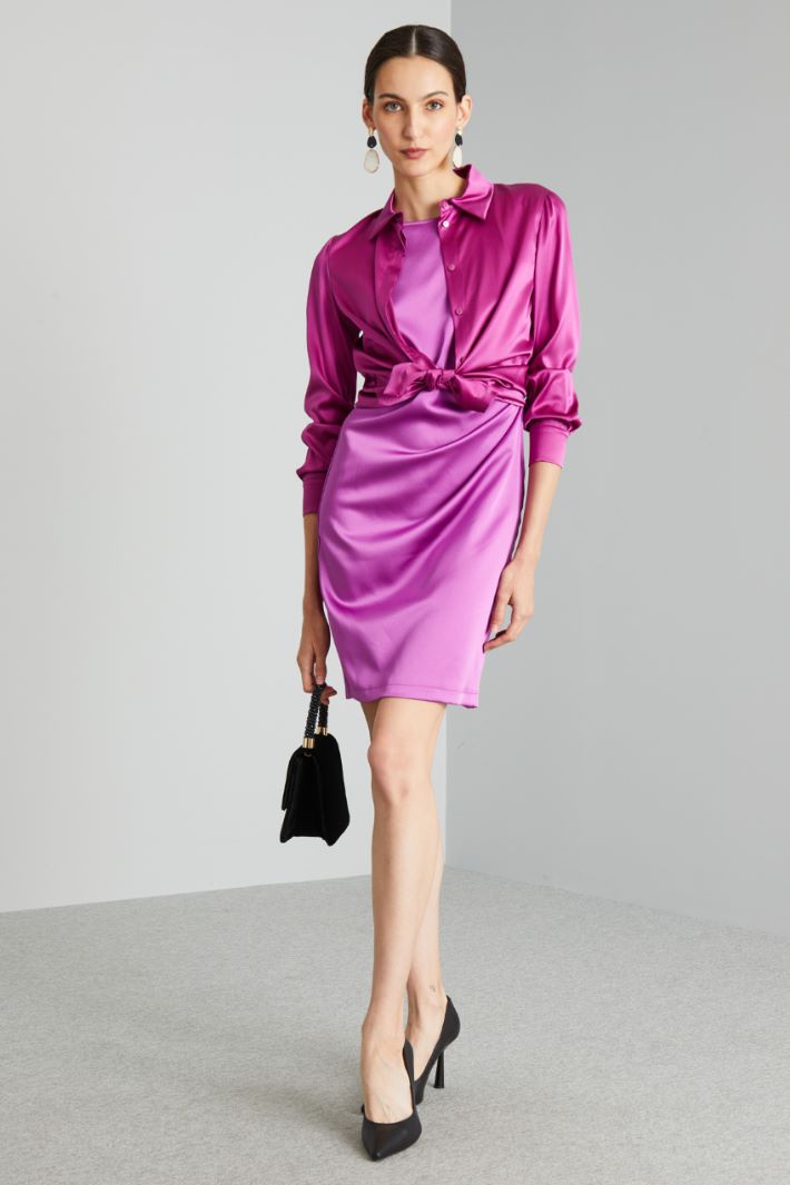 Tubino corto in raso - CICLAMINO - Fashion Market