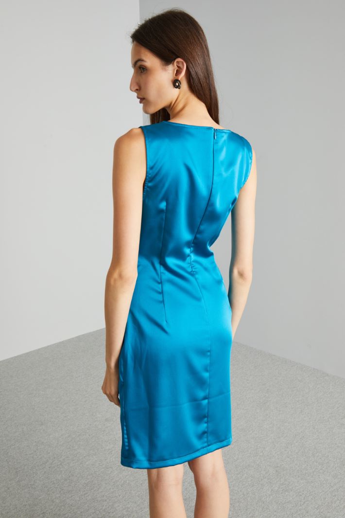 Tubino corto in raso - TURCHESE - Fashion Market - 4
