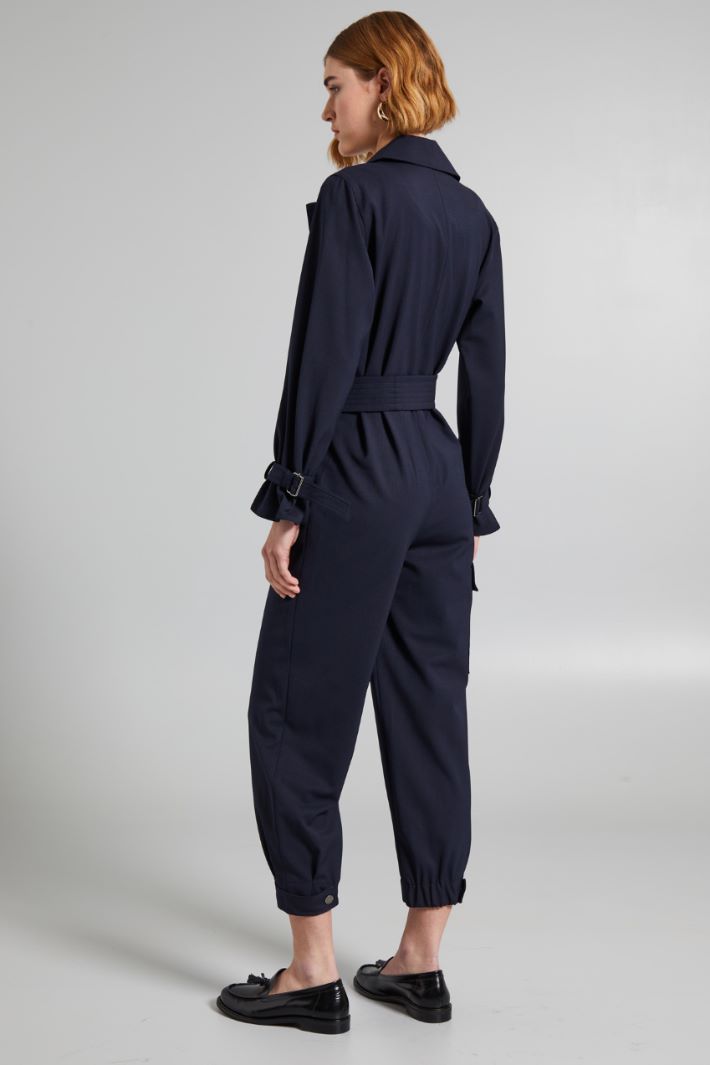 Tuta in gabardina di lana - BLU NOTTE - Fashion Market - 4