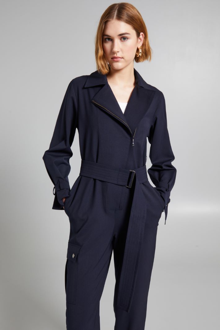 Tuta in gabardina di lana - BLU NOTTE - Fashion Market - 2