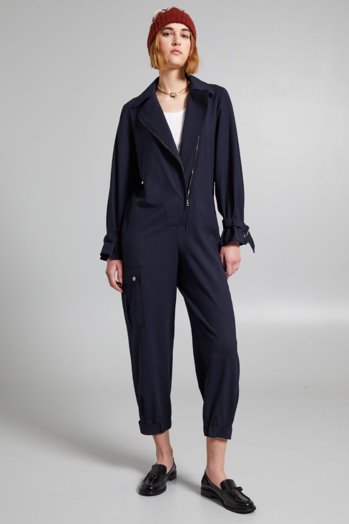 Tuta in gabardina di lana - BLU NOTTE - Fashion Market