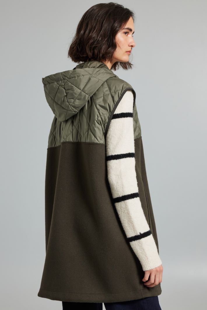 Gilet in raso e panno - VERDE KAKI - Fashion Market - 4