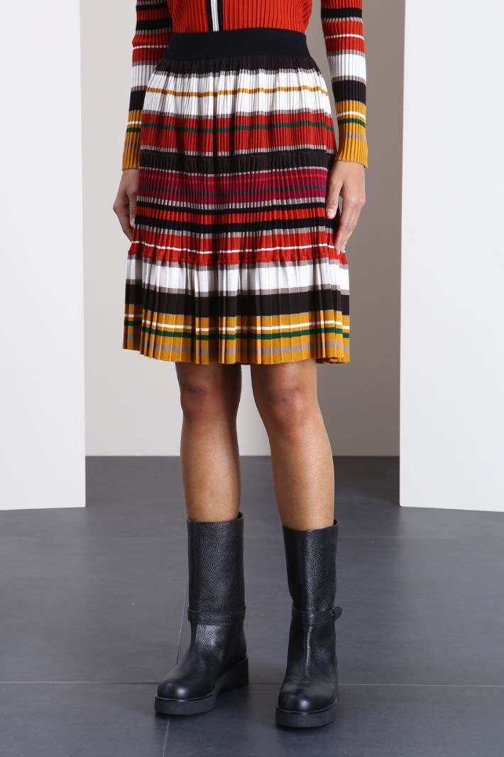 Gonna in maglia plissè - ROSSO - Fashion Market - 4