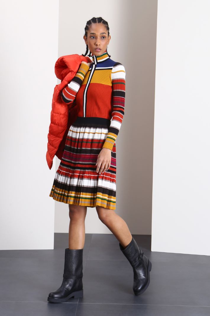 Gonna in maglia plissè - ROSSO - Fashion Market