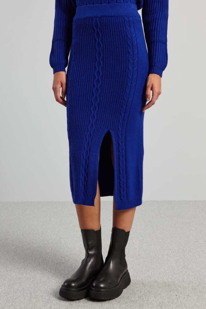 Gonna in maglia a trecce - BLU ELETTRICO - Fashion Market - 4