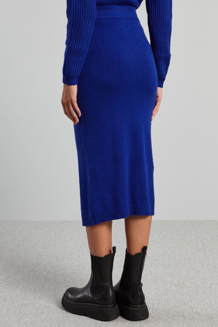 Gonna in maglia a trecce - BLU ELETTRICO - Fashion Market - 3