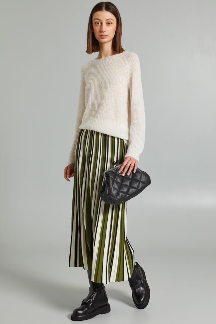 Gonna in maglia plissè - VERDE BIANCO NERO - Fashion Market