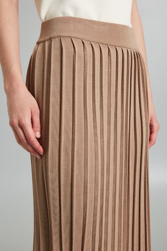 Gonna in maglia plissè - NOCCIOLA - Fashion Market - 3