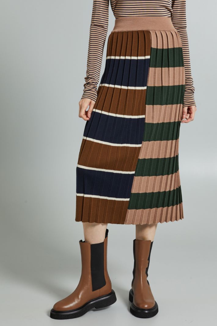 Gonna in maglia plissè - MARRONE BLU VERDE - Fashion Market - 4