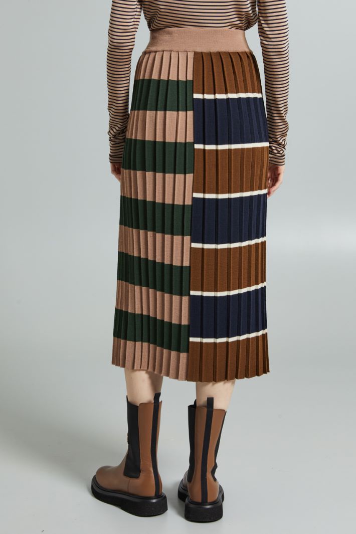 Gonna in maglia plissè - MARRONE BLU VERDE - Fashion Market - 2