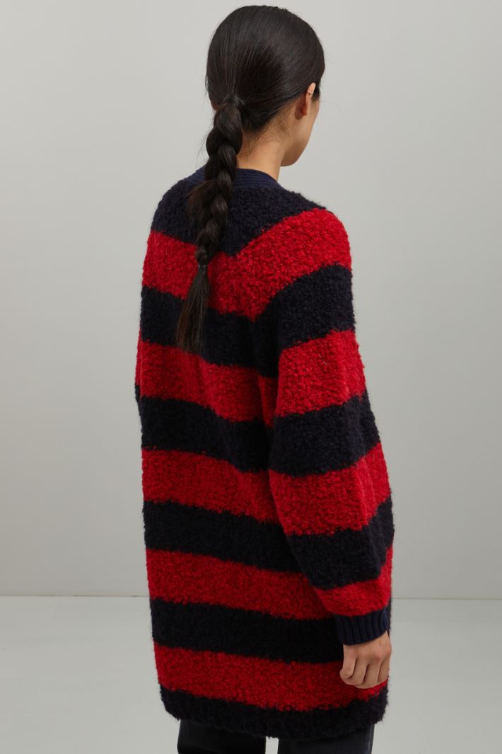 Cardigan in bouclé di alpaca - ROSSO BLU SCURO - Fashion Market - 4