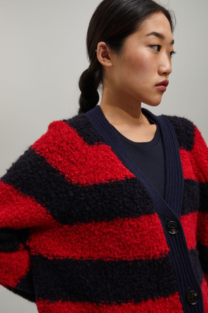 Cardigan in bouclé di alpaca - ROSSO BLU SCURO - Fashion Market - 3