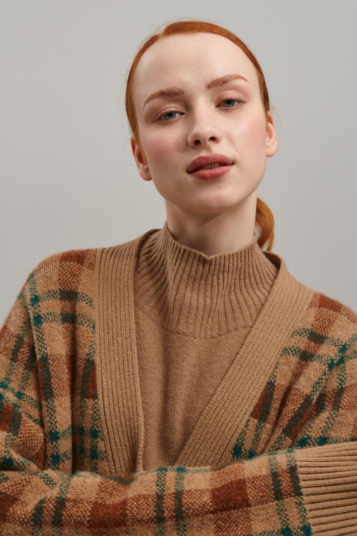 Cardigan lungo in alpaca - CAMMELLO VERDE TABACCO - Fashion Market - 3